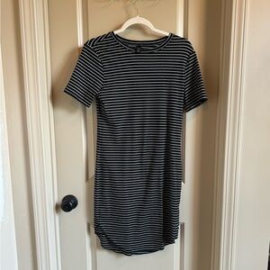 GXF Black and White Striped Ribbed T-Shirt Dress